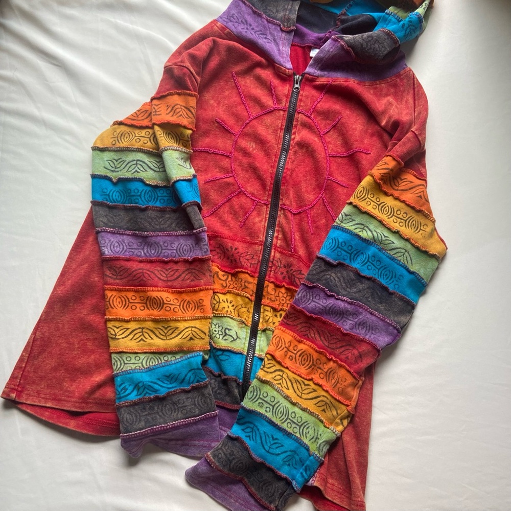 Vintage Rainbow Zip Up Hoodie
